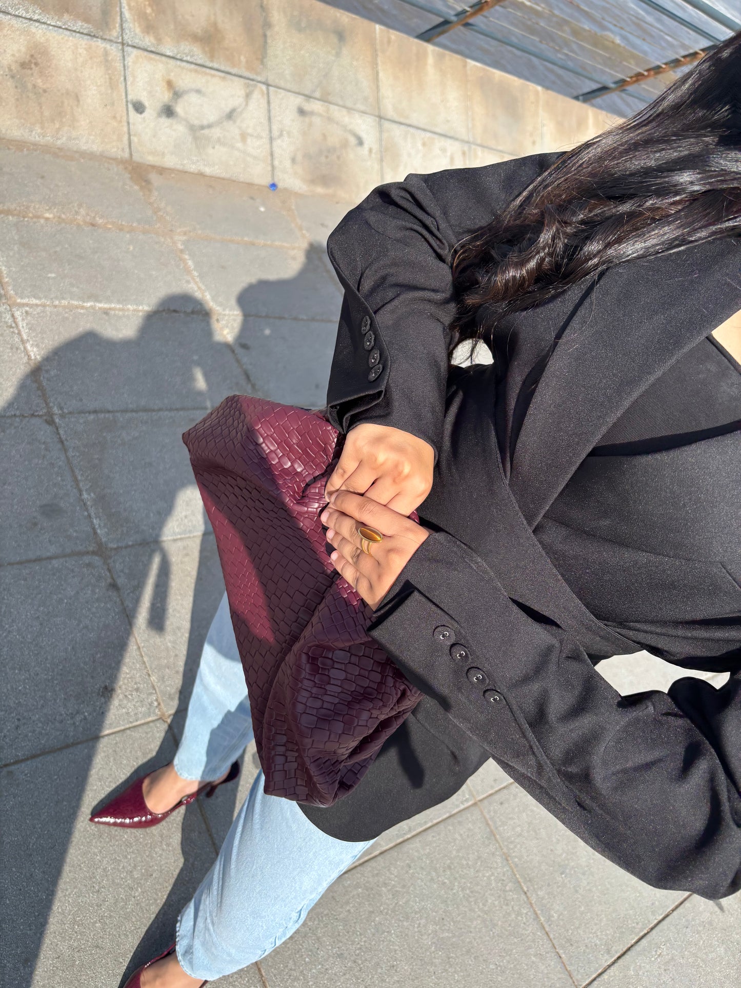 Blazer ceinturé noire premium