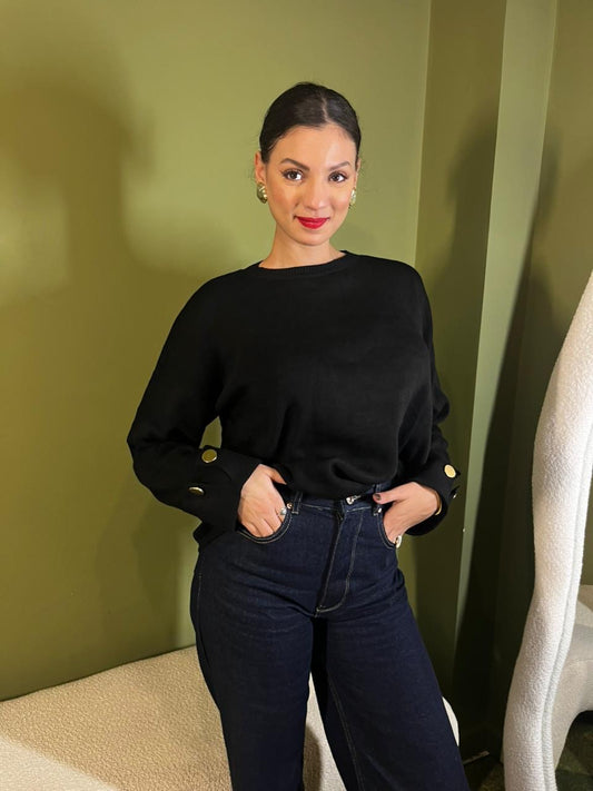 Pull détail manche noir