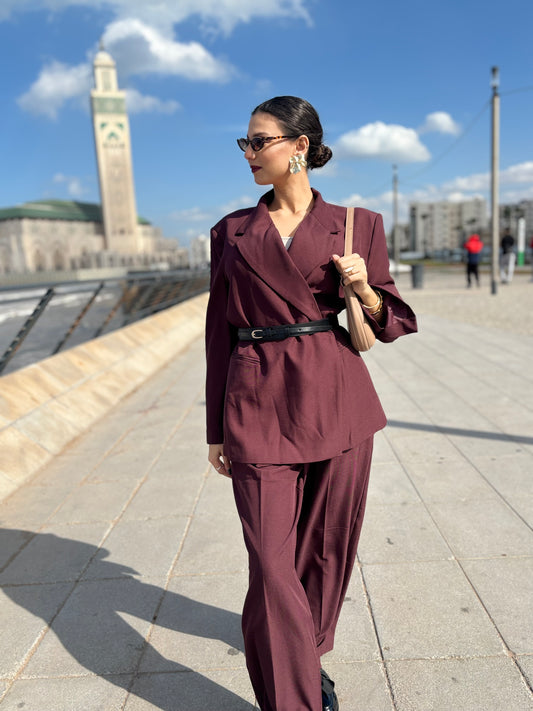 Veste blazer croisé Premium bordeaux