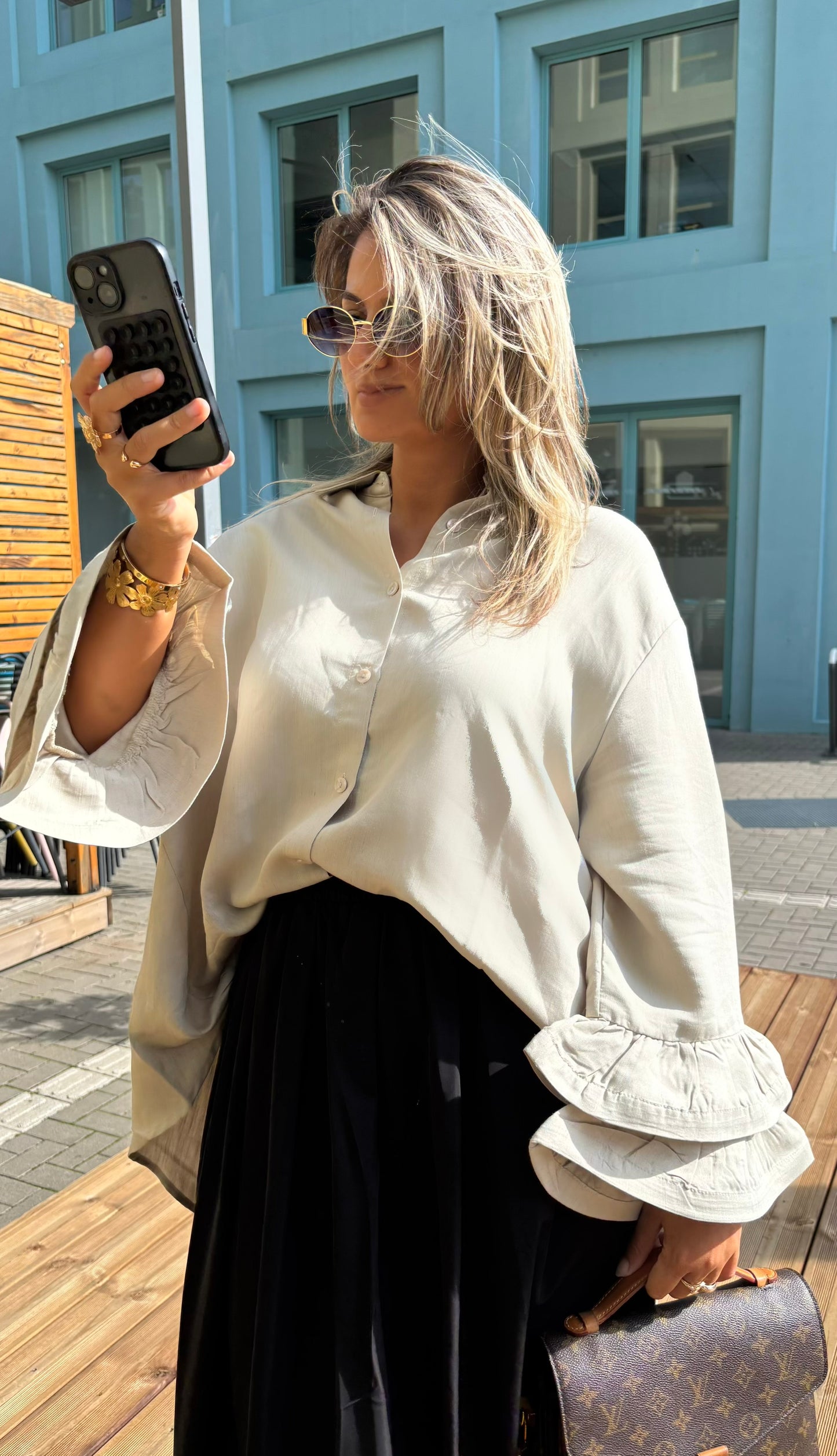 Chemise longue à volant lin Joud oversize
