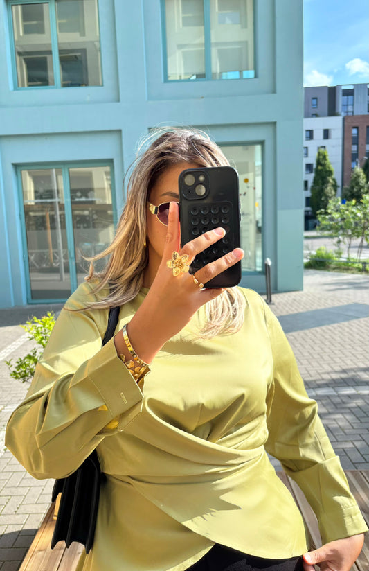 Blouse verte Nicole effet satiné