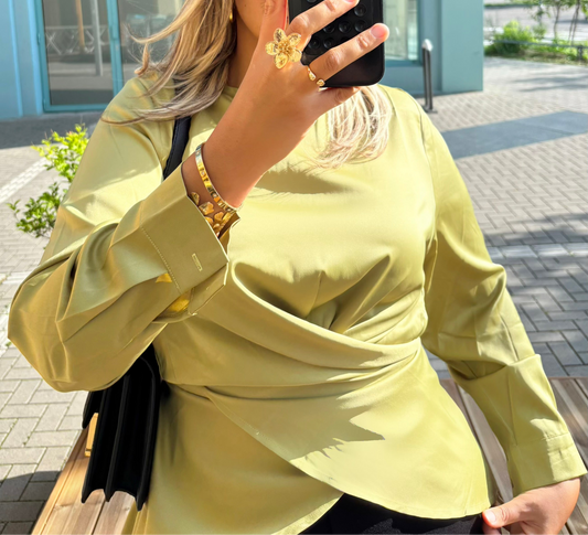 Blouse verte Nicole effet satiné
