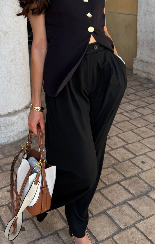 Pantalon fluide à pince noir